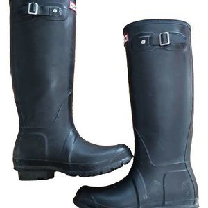HUNTER Womens Original Tall Rain Boots Black W23499 Size 5M/6F